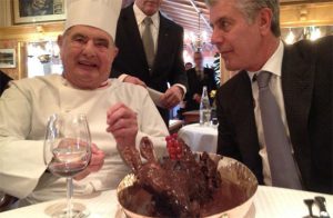 Anthony Bourdain sits down with Chef Paul Bocuse to film his show Parts Unknown