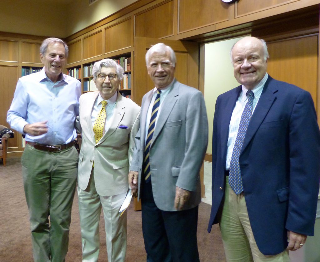 Robert Sloan, Prof. Paul Baier, Prof. Alain Levasseur, and Dean Tom Galligan welcoming the LLMs