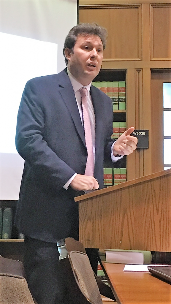 Dr. Agustin Parise delivering a lecture at LSU Law